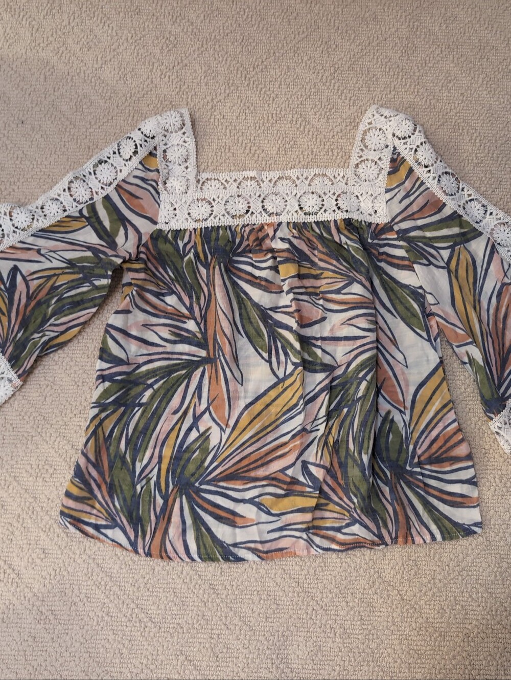Zac & Rachel Crochet Botanical Top Summer Resort Fall Sz Small